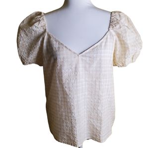 NWT Paige Gjelina Plaid Peasant Blouse Size Large